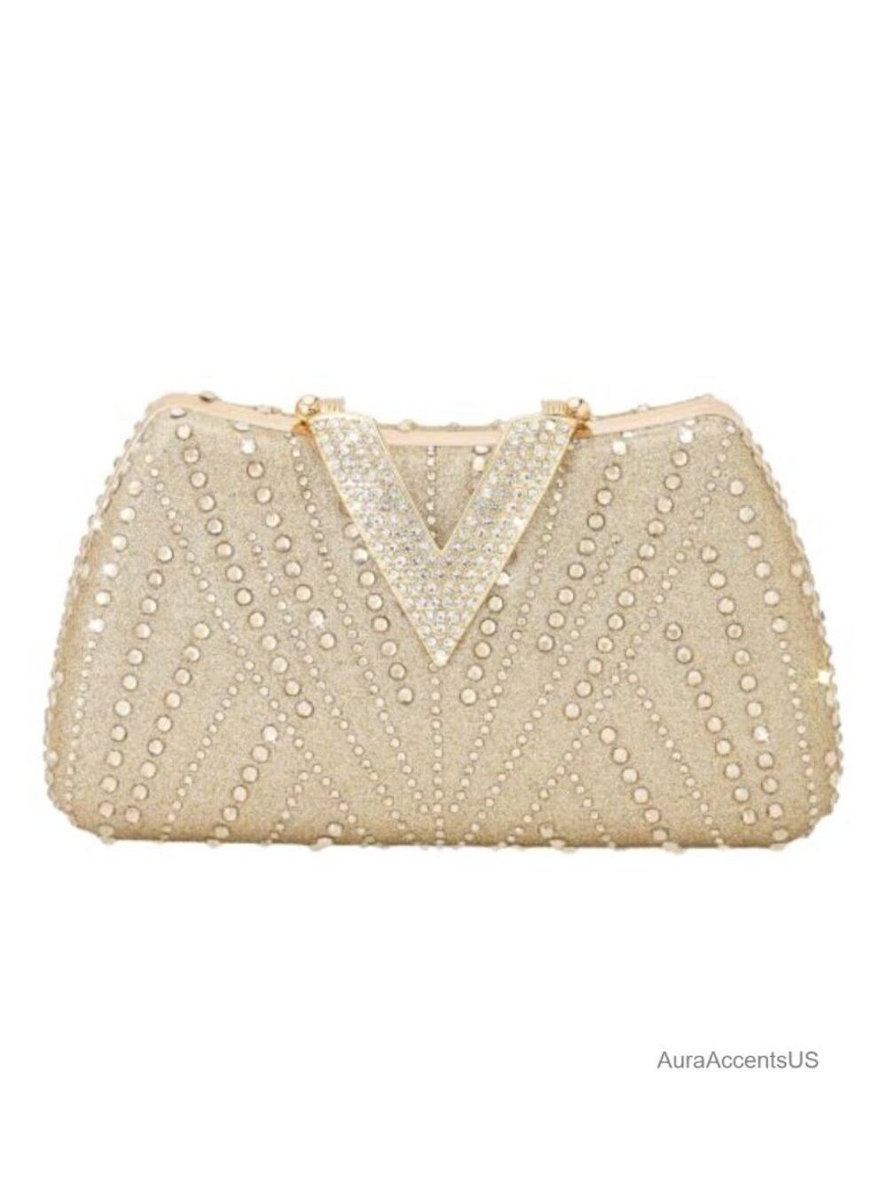 Rhinestone Glitter Clutch Purse Evening Bag with Detachable Chain Strap